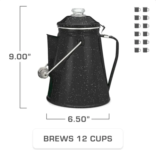 Miniatura 3 de COLETTI Juego Clásico de Cafetera Percoladora de Esmalte y Tazas — La Cafetera de Camping Más Nostálgica, Ahora Modernizada