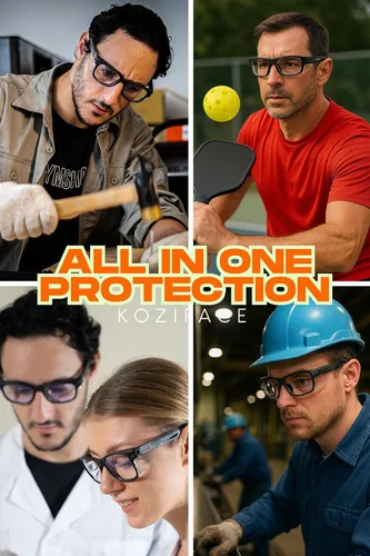 Miniatura 4 de KOZIFACE E52 - Gafas de seguridad antivaho ANSI Z87.1, protección ocular con protectores laterales, lente transparente, ligeras para el trabajo