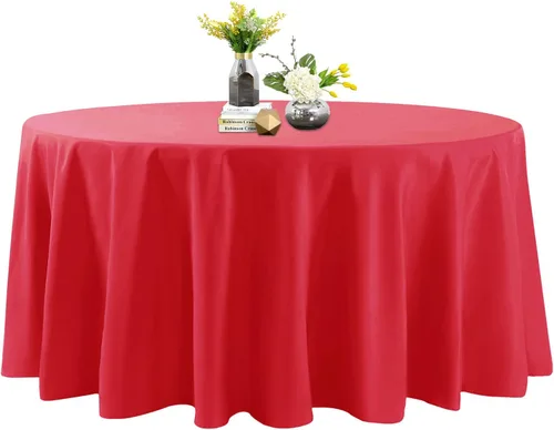 Miniatura 118 de Mantel de poliéster lavable de 90 pulgadas, resistente a las manchas y a las arrugas, mantel decorativo para mesa de comedor, fiestas de bufé y Negro
