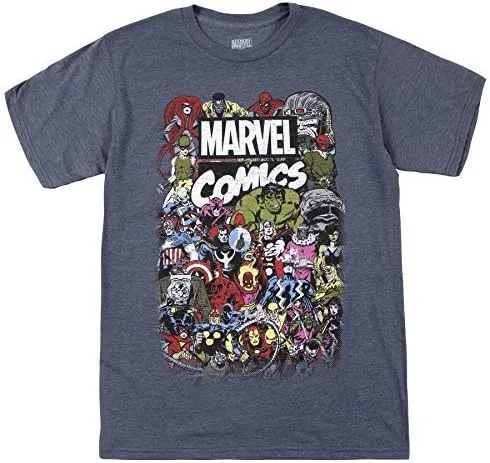 Logotipo de cómics Thor Hulk Iron Man Avengers Daredevil Strange Loki Thanos - Camiseta gráfica para hombre color negro Negro -