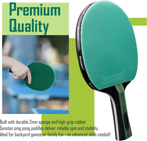 Miniatura 4 de Senston Paletas de ping pong para entretenimiento o competición - Juego de paletas de ping pong con velocidad avanzada, control Verde
