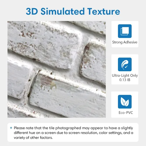 Miniatura 4 de COMSTICKC Paneles de pared de ladrillo sintético 3D para despegar y pegar, 10 piezas de 12 x 12 pulgadas, ladrillos pequeños blancos, papel tapiz