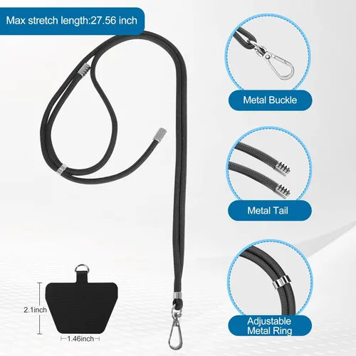 Miniatura 6 de takyu Phone Lanyard with Tether Tabs for Phones Negro+gris (2tab)