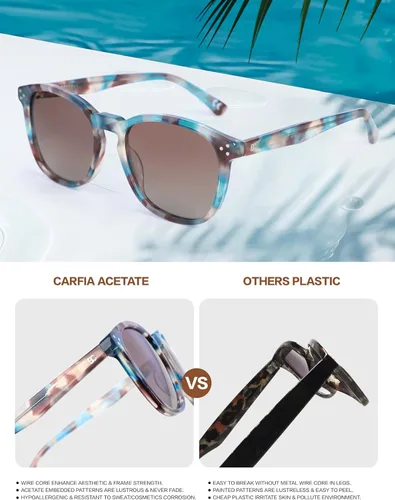 Miniatura 15 de Gafas de sol polarizadas para mujer con protección UV para mujer, a la moda, grandes sombras con marco de acetato BC2110