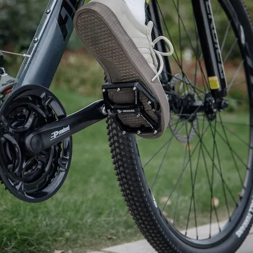 Miniatura 2 de Pedales de bicicleta de carretera/montaña - Pedales de bicicleta de 3 rodamientos - Pedales planos mecanizados CNC de 9/16 pulgadas con clavos Negro