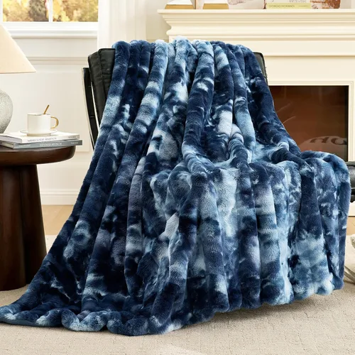 Miniatura 31 de Cozy Bliss - Manta decorativa de piel sintética, de jacquard, mullida, afelpada, suave, gruesa y de verano, para sofá, sala de estar y dormitorio
