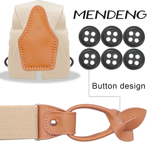 Miniatura 34 de MENDENG Tirantes de gancho giratorio de bronce vintage con 4 tirantes ajustables para hombre