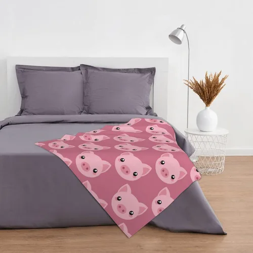 Miniatura 5 de Bonita manta de cerdo de dibujos animados, manta de viaje ligera suave y cálida para dormitorio, sala de estar, sofá, cama, oficina, 60 x 50 pulgadas