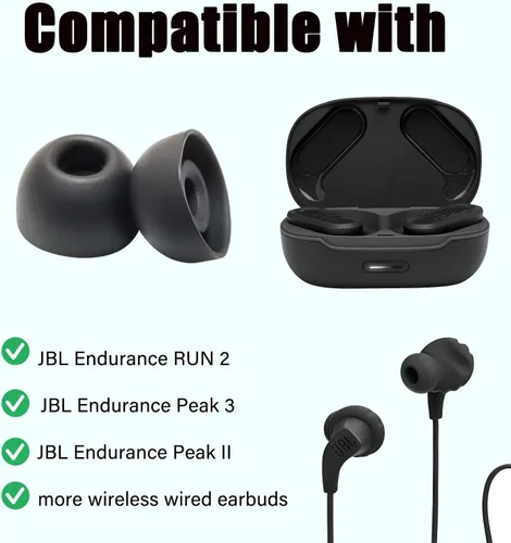 Miniatura 5 de Puntas de repuesto para auriculares JBL, compatible con Endurance Peak 3/Peak II/Peak III/Run 2, (S/M/L), 6 pares