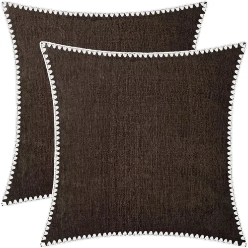 Miniatura 30 de BRAWARM Fundas de almohada 40x40 cm - Paquete de 2 fundas de almohada de chenilla negra, fundas de almohada de chenilla suave teñida sólida