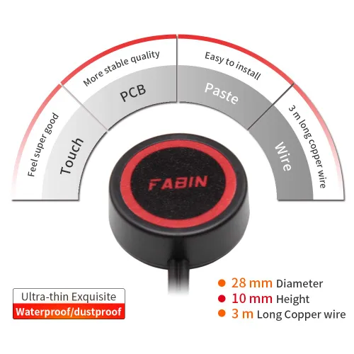 Miniatura 4 de FARBIN Botón de Presión de Bocina con Conector Rápido, Interruptor Momentáneo con 3 Metros de Cable, Interruptor de Botón Redondo con Tapa Roja