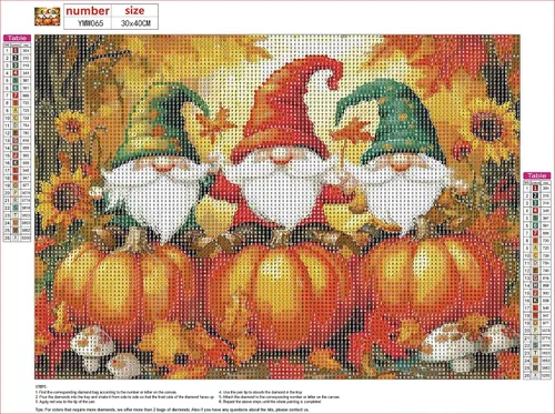 Miniatura 2 de MXJSUA Kit de pintura de diamantes de gnomos 5D para Halloween, para adultos, calabazas y diamantes, pintura artística con diamantes de imitación