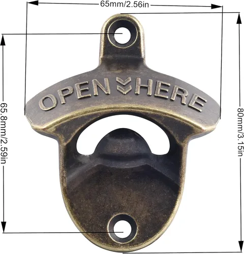 Miniatura 6 de abridor de botellas de cerveza de bronce antiguo, montaje en pared, estilo antiguo, abridor de tapas de botellas, montado en poste, acero inoxidable