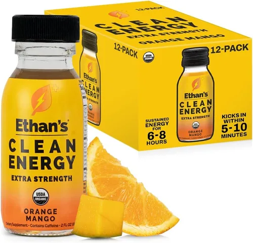 Miniatura 11 de Ethan's Organic Clean Energy Shots Piña, paquete de 12 unidades de 2 onzas, 150 mg de cafeína, té verde, guayusa, melena de león y cordyceps Sin