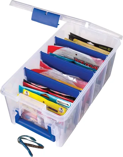Flambeau Outdoors 4510 - Organizador de pesca transparente "Super Half" con bolsa para señuelos de pesca suave, organizador de cebo, Tuff Tainer con