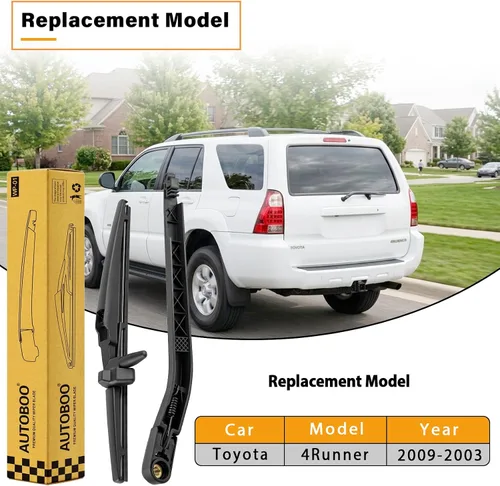 Miniatura 7 de AUTOBOO Reemplazo para Toyota 4Runner 2003-2009 Juego de Brazo y Escobilla de Limpiaparabrisas Trasero - Calidad OEM, Larga vida OE:8524135031