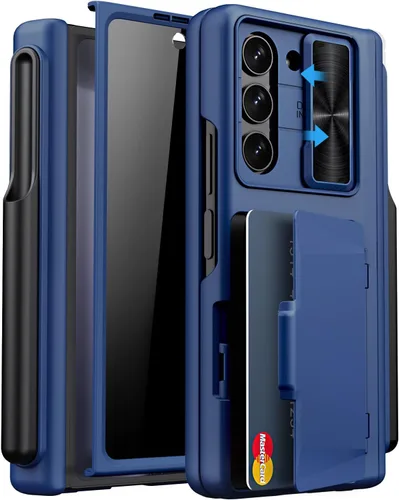 Miniatura 22 de Funda para Samsung Galaxy Z Fold 5 con tarjetero y cubierta para cámara deslizante, protector de pantalla integrado y protección de bisagra, funda