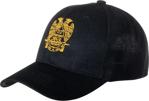 Miniatura 2 de Artisan Owl Gorra de béisbol ajustable negra bordada con francmasón de rito escocés de 32 grado
