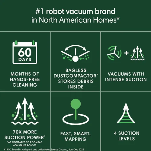 Miniatura 10 de iRobot Roomba 205 DustCompactor Vac Robot Aspiradora - Compacta automáticamente los desechos dentro del robot, sin necesidad de vaciado durante 60