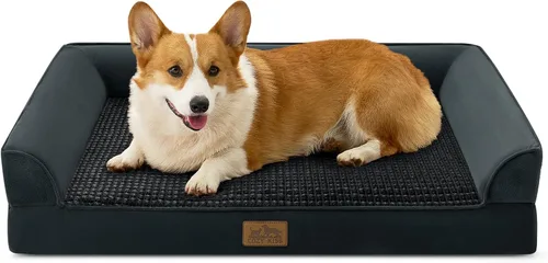 Miniatura 18 de COZY KISS Camas ortopédicas para perros de tamaño grande, sofá XL para mascotas con forro impermeable, sofá de espuma para mascotas de hasta 100 Gris