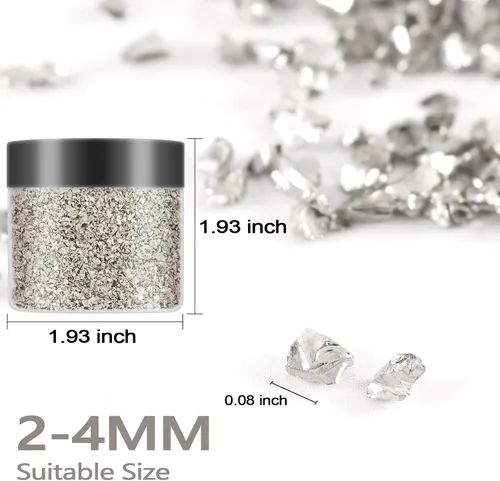 Miniatura 4 de Renfio - Fragmentos de purpurina de vidrio roto y triturado, trituración de 2-4mm, virutas metálicas irregulares pequeñas y gruesas, 100g (3.5 Oz)