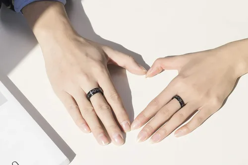 Miniatura 4 de Lavumo - Anillos de acero inoxidable a juego para promesa de boda de parejas diseño con grabado de latidos del corazón y leyenda I love you ajuste