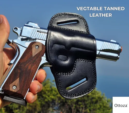 Miniatura 3 de Ottoza Funda de cuero hecha a mano derecha para pistola 1911 – Funda OWB para pistola 1911 se adapta a la mayoría de los modelos 1911 COLT – Kimber
