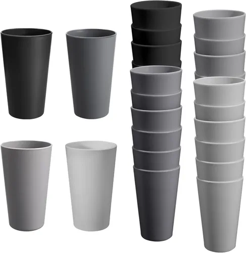 Miniatura 12 de Juego de 24 vasos de plástico irrompibles, vasos de plástico reutilizables de 20 onzas, vasos de agua apilables, vaso para beber para cocina