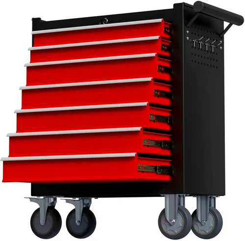 Miniatura 15 de Caja de herramientas de 7 cajones, caja de herramientas rodante con ruedas, gabinete de almacenamiento de herramientas móvil desmontable de alta
