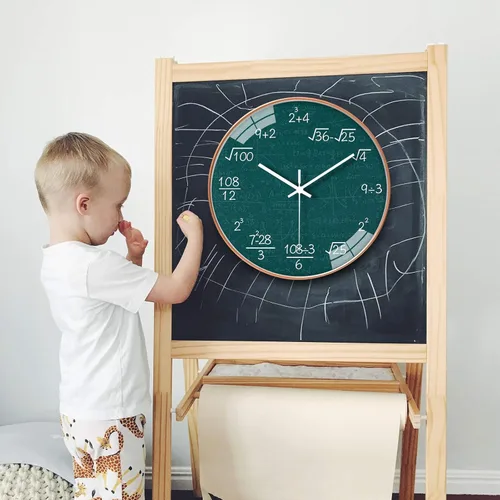 Miniatura 7 de QINFIEY Reloj de Pared de Matemáticas de 12 Pulgadas Silencioso Sin Tictac con Movimiento de Cuarzo de Calidad para Oficina, G2