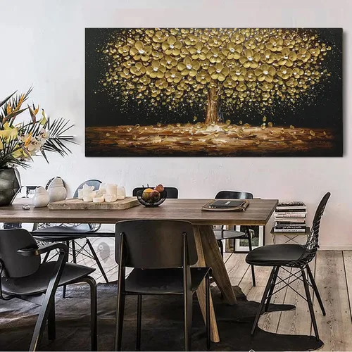 Miniatura 6 de Art8YuQi Pinturas - Arte abstracto contemporáneo Pintura al óleo sobre lienzo Textura 3D Árbol dorado Gary Pintura hecha a mano obra de arte arte
