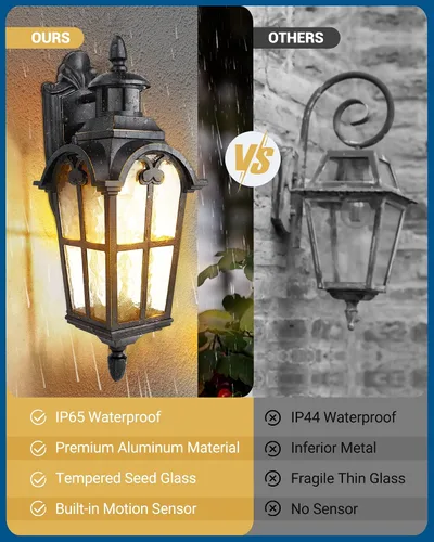 Miniatura 9 de DEWENWILS Paquete de 3 luces de pared para exteriores con sensor de movimiento