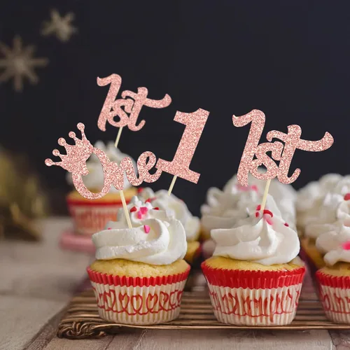 Miniatura 9 de 24 piezas de adornos para pastel con purpurina, adornos para magdalenas de 1er cumpleaños para baby shower, adornos para pastel de 1er cumpleaños