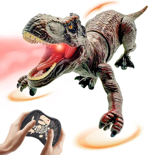 Miniatura 9 de Juguetes de dinosaurio a control remoto para niños de 3-5, 5-7, 8-12, 10-12, juguete electrónico RC T Rex Dino robot para niños, los mejores regalos
