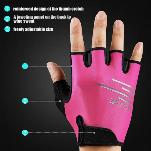 Miniatura 4 de Guantes de ciclismo para hombres y mujeres, guantes de ciclismo de medio dedo, guantes de entrenamiento adecuados para deportes al aire libre