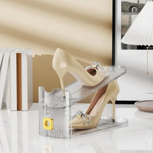 Miniatura 2 de FENRUNXU Organizador de zapatos para armario, organizador de zapatos apilables de doble capa, estante para zapatos, ahorro de espacio del 50%
