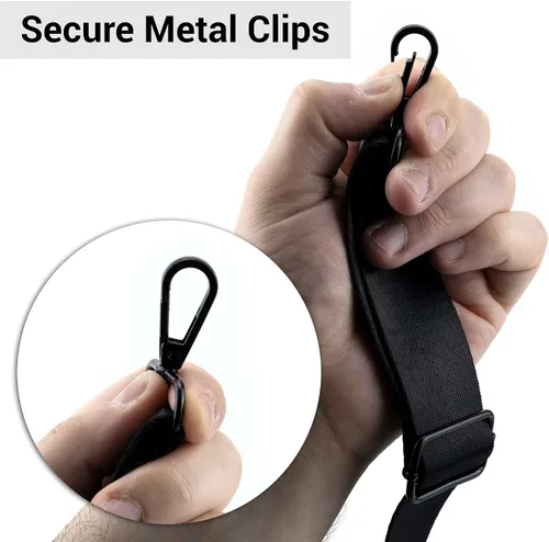 Miniatura 5 de Correa ancha de repuesto universal ajustable para cinturón con ganchos de metal para bolso cruzado, Negro