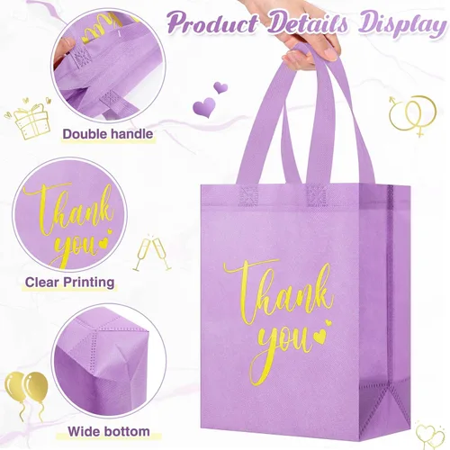 Miniatura 5 de Sweetude 30 Bolsas de Regalo de Agradecimiento con Asas a Granel Bolsa de Dulces Reutilizable No Tejida Plegable Bolso de Mano para Regalos