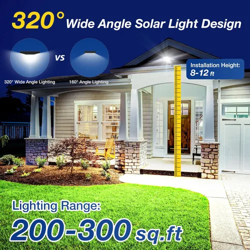 Miniatura 2 de WYWNA Farolas solares impermeables para exteriores, gran angular de 6500 K, luz de inundación solar con sensor de movimiento y control remoto, luz