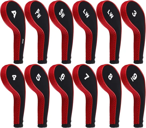 Miniatura 10 de Andux 12 unids/set Golf Iron Club Head Covers Número impresión cuello largo con cremallera with Zipper Closure Number Print Coloured Piping
