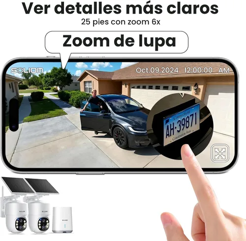 Miniatura 9 de SOLIOM - Cámaras de seguridad de 5MP inalámbricas para exteriores, sin suscripción y energía solar, paquete de 2 cámaras de seguridad para el hogar