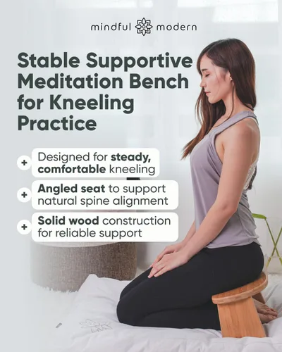 Miniatura 3 de Mindful Modern Banco de meditación plegable – Taburete arrodillado de bambú con bisagras magnéticas de bloqueo – Silla plegable Seiza portátil