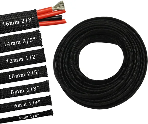 Miniatura 19 de Funda de cable de alambre expandible PET de 30 pies (1/2 pulgada, negro)