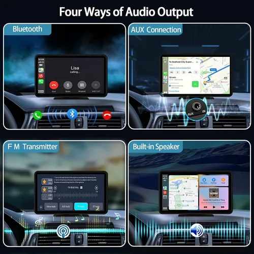 Miniatura 3 de Estéreo de auto doble DIN CarPlay y Android Auto, reproductor de pantalla táctil Bluetooth portátil HD inalámbrico de 7 pulgadas, con soporte