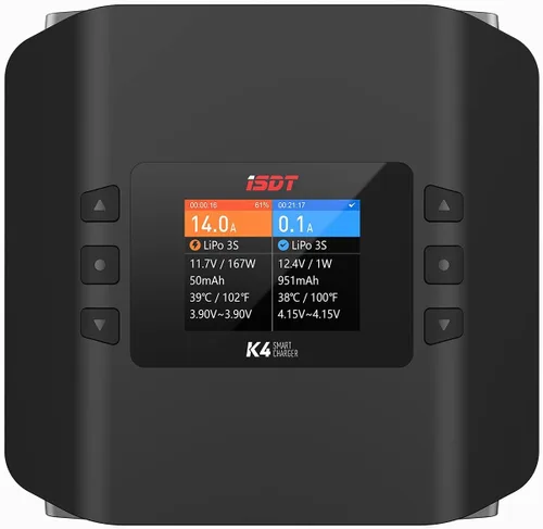 Miniatura 2 de ISDT Cargador de batería K4 Dual Lipo Descargador 1~8S RC Cargador de batería AC 400W DC 600Wx2 para la vida, Lilon/Hv, Pb, NiMH/Cd Cargador
