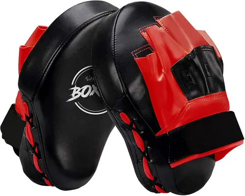 Valleycomfy - Manoplas de boxeo curvadas de piel sintética para entrenamiento Rojo
