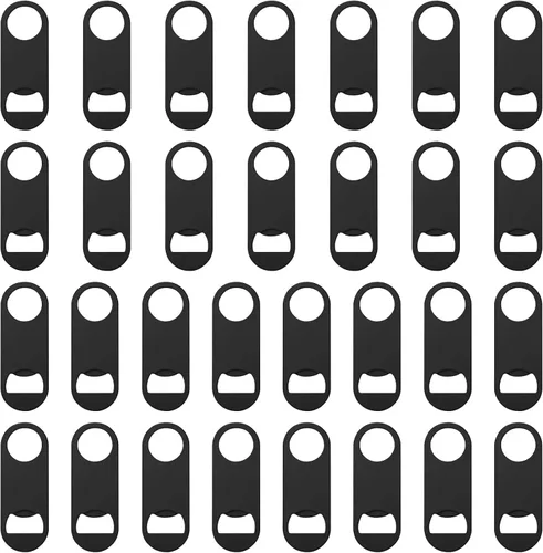 30 abridores de botellas planos de 3.5 x 1.18 pulgadas, abridor de botellas de cerveza de acero inoxidable negro, hoja de barra resistente, abridor