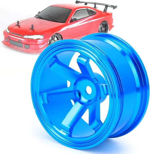 Miniatura 6 de Buje de rueda de metal, 4 unidades, aleación de aluminio, compatible con auto universal 1/10 Flat Running Drift RC (azul)