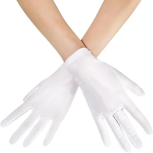 Guantes de ópera cortos de satén para mujer, guantes formales de baile para boda, banquetes de novia, fiesta, guantes de los años 20, accesorios de