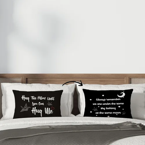 Miniatura 3 de Hug This Pillow Until You Can - Funda de almohada reversible de 12 x 20 pulgadas, decoración del hogar, regalos de relación a larga distancia